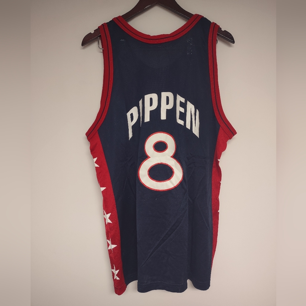 Vintage Champion Scottie Pippen #8 Team USA Jersey L Chicago Bulls Basketball
